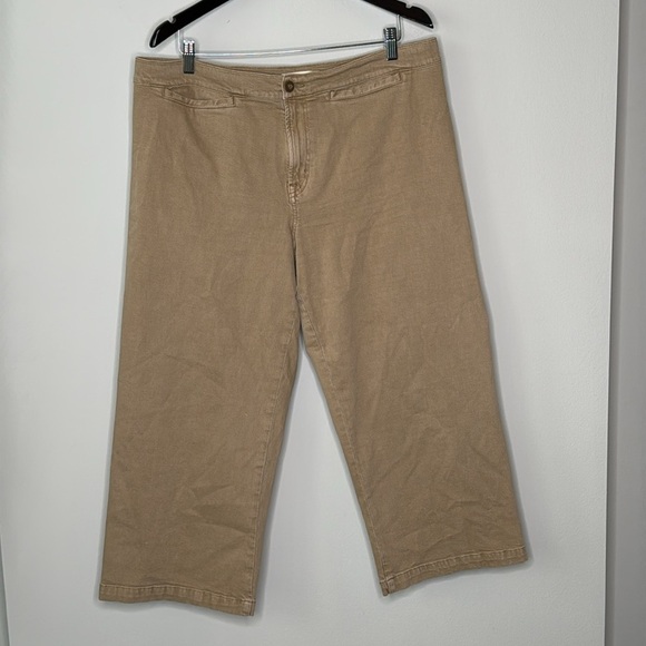 Madewell The Emmett Wide-Leg Crop Pant: Welt Pocket Edition Drill Khaki Size 33P - Picture 3 of 9